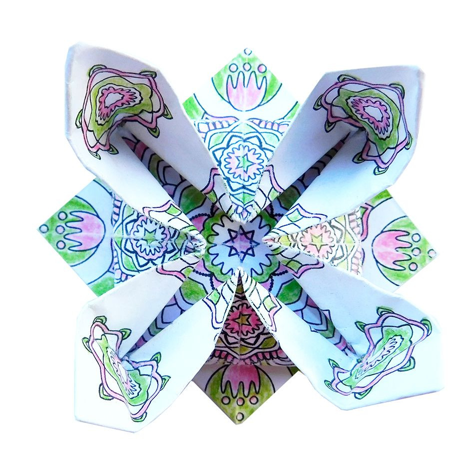 Origami Fridolin, mandala de colorat