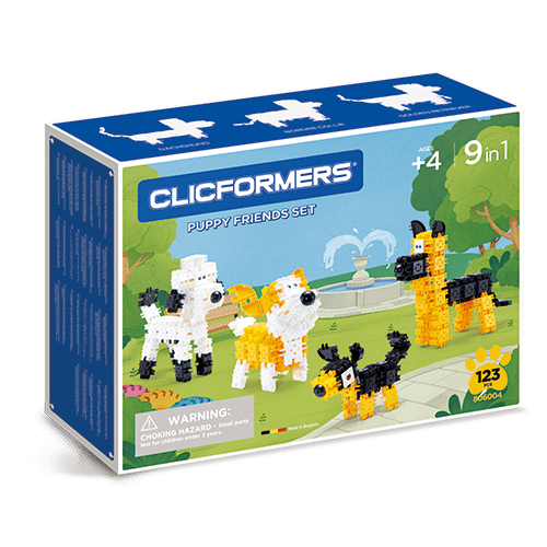 Set de construit Clicformers – Catei prietenosi, 123 piese