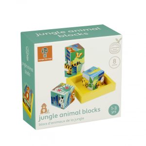 Jucarie Montessori Cuburi cu animale din jungla, Orange Tree Toys