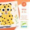 Puzzle din cuburi de lemn Animale salbatice, Djeco - imagine 4