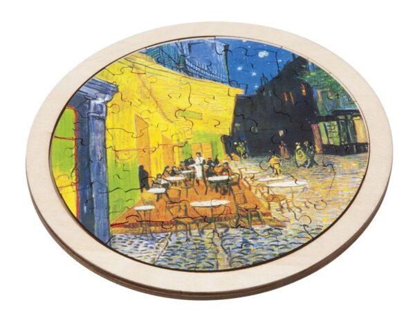 Puzzle arta rotund din lemn Cafe de Nuit, Fridolin